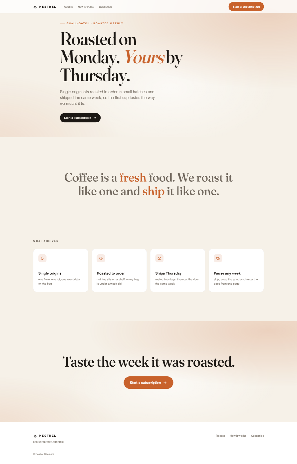 A second, different result produced by One-File Landing Page
